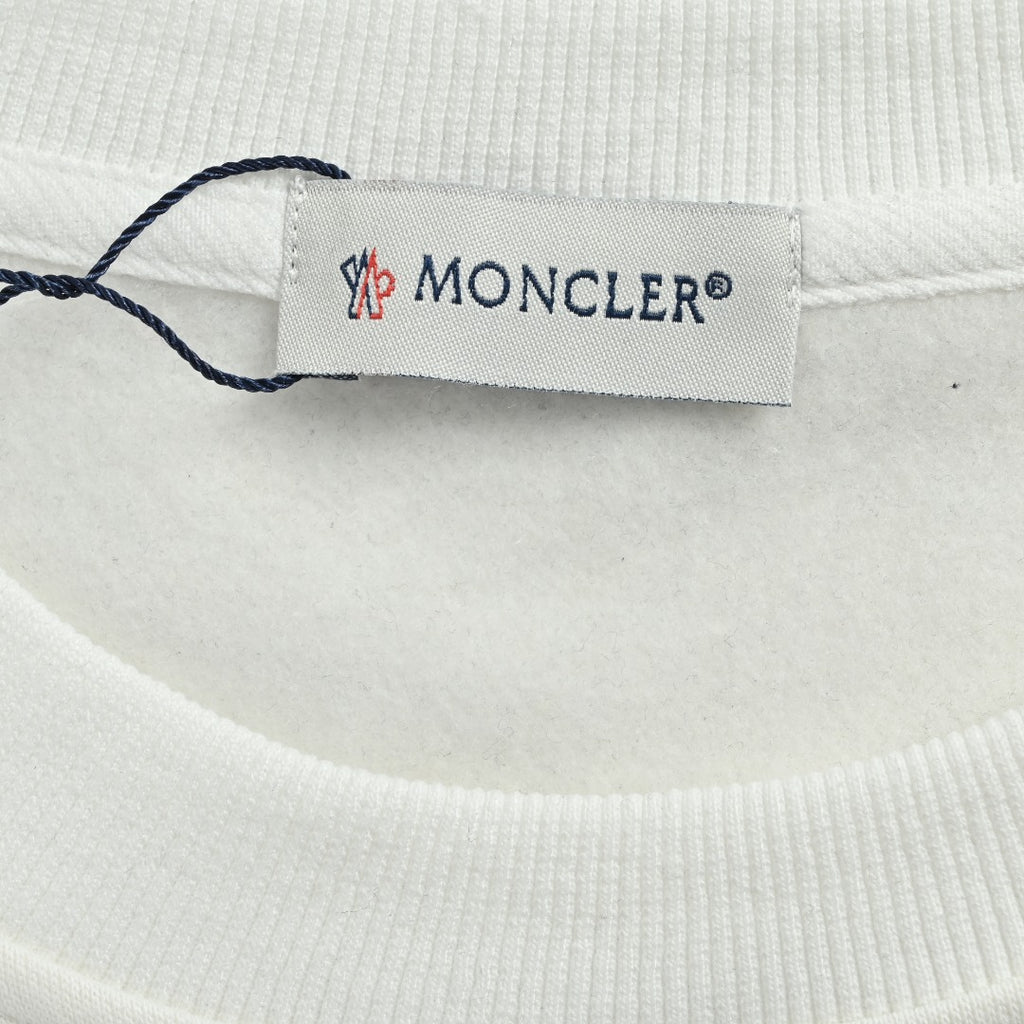 Moncler 2025 Fall/Winter White Crewneck Sweatshirt with Three-Part Logo