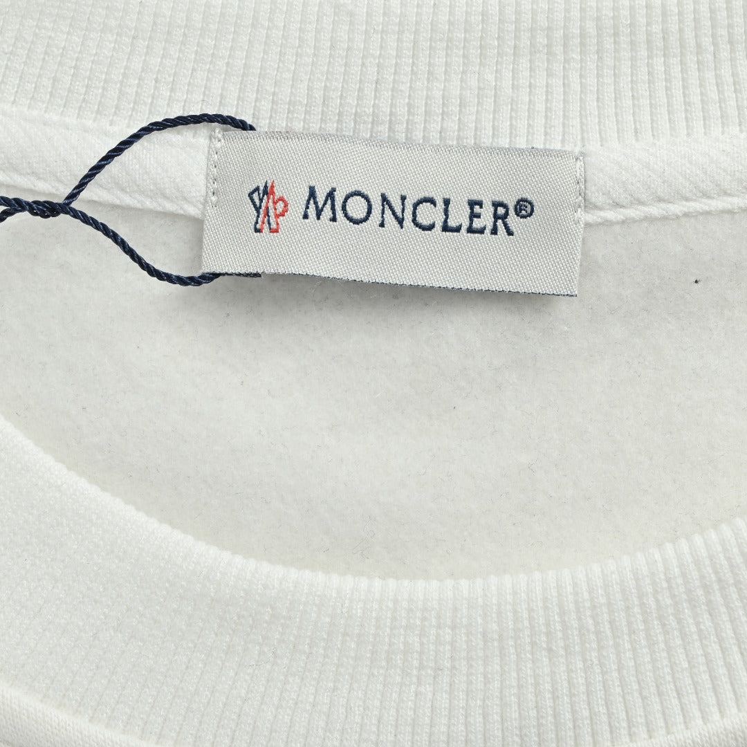 Moncler 2025 Fall/Winter White Crewneck Sweatshirt with Three-Part Logo
