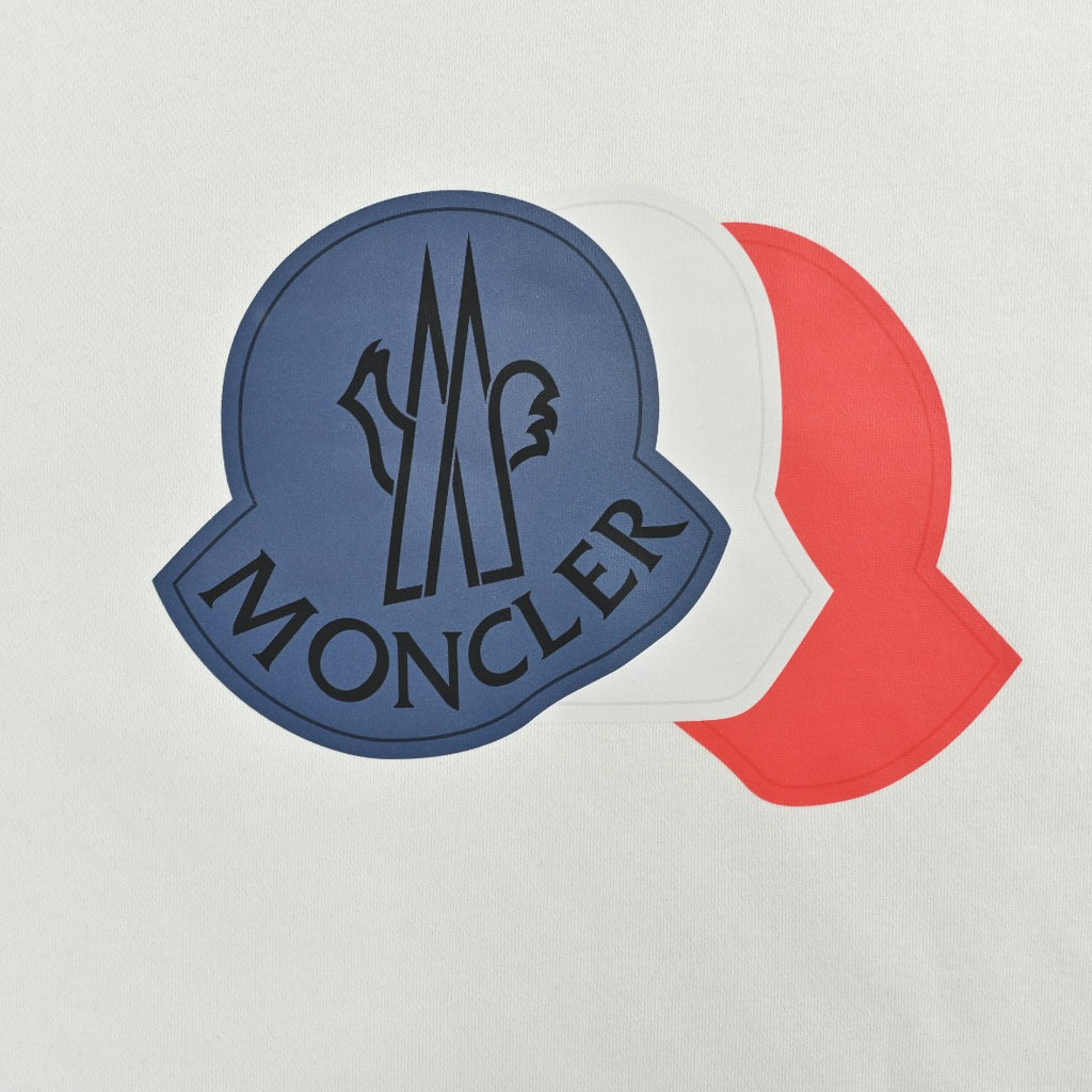 Moncler 2025 Fall/Winter White Crewneck Sweatshirt with Three-Part Logo