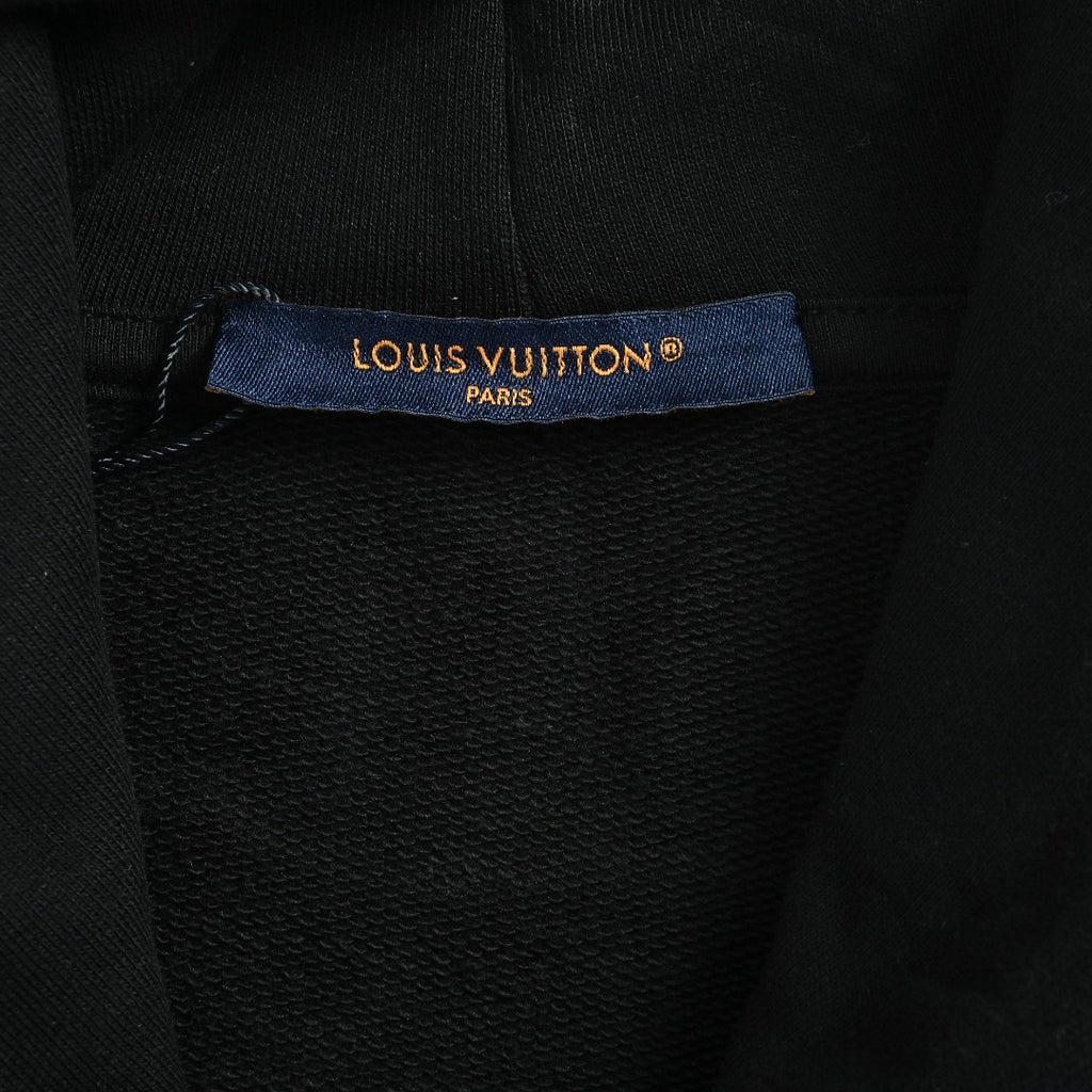 Louis Vuitton Black Hoodie with 3D Embossed Monogram Detail