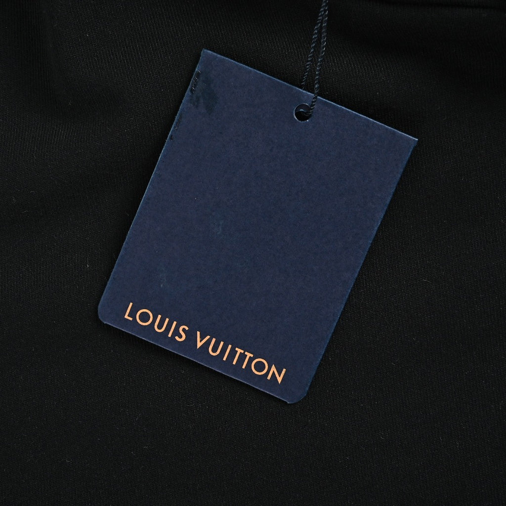 Louis Vuitton Black Hoodie with 3D Embossed Monogram Detail