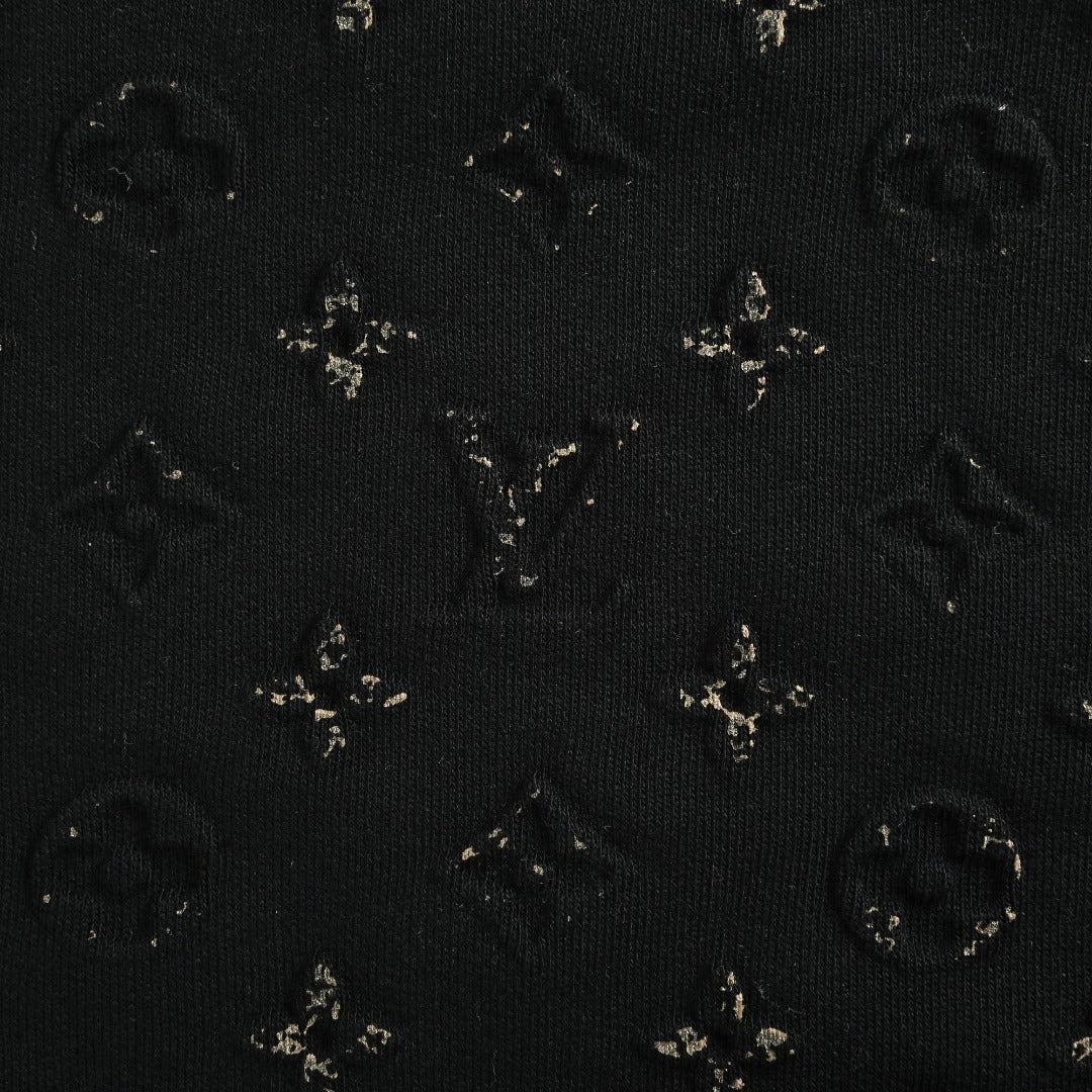 Louis Vuitton Black Hoodie with 3D Embossed Monogram Detail