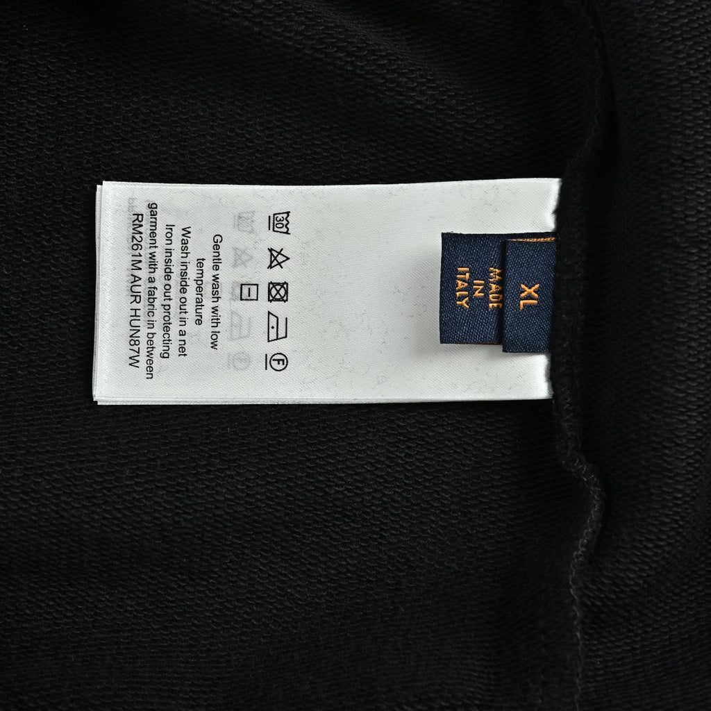 Louis Vuitton Black Hoodie with 3D Embossed Monogram Detail