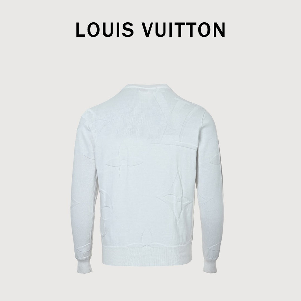 Louis Vuitton Light Blue 3D Textured Jacquard Crewneck Sweater