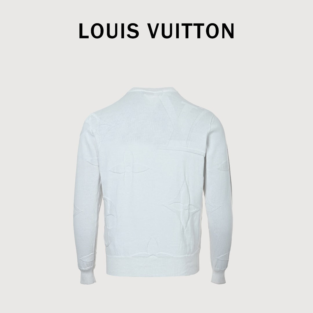 Louis Vuitton Light Blue 3D Textured Jacquard Crewneck Sweater