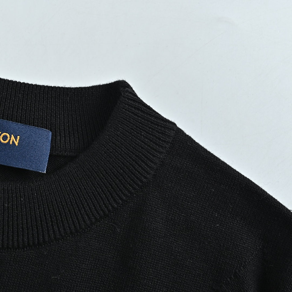 Louis Vuitton Black 3D Textured Jacquard Crewneck Sweater