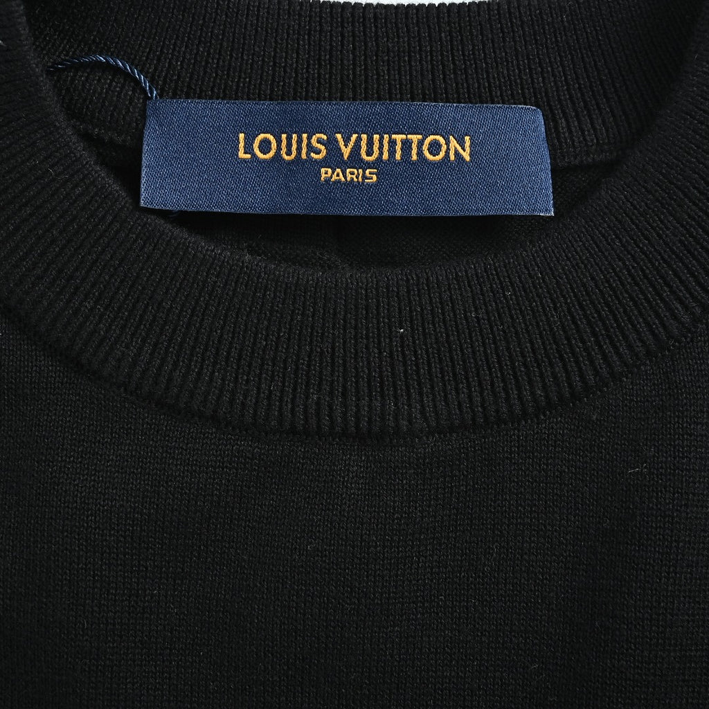 Louis Vuitton Black 3D Textured Jacquard Crewneck Sweater