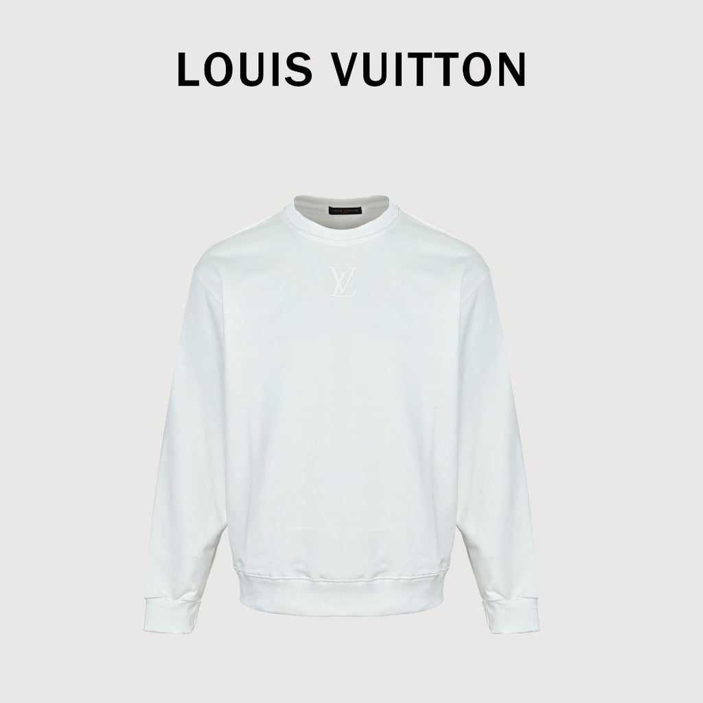 Louis Vuitton 2025 Fall/Winter Light Blue Crewneck Sweatshirt with Silicone Logo Patch