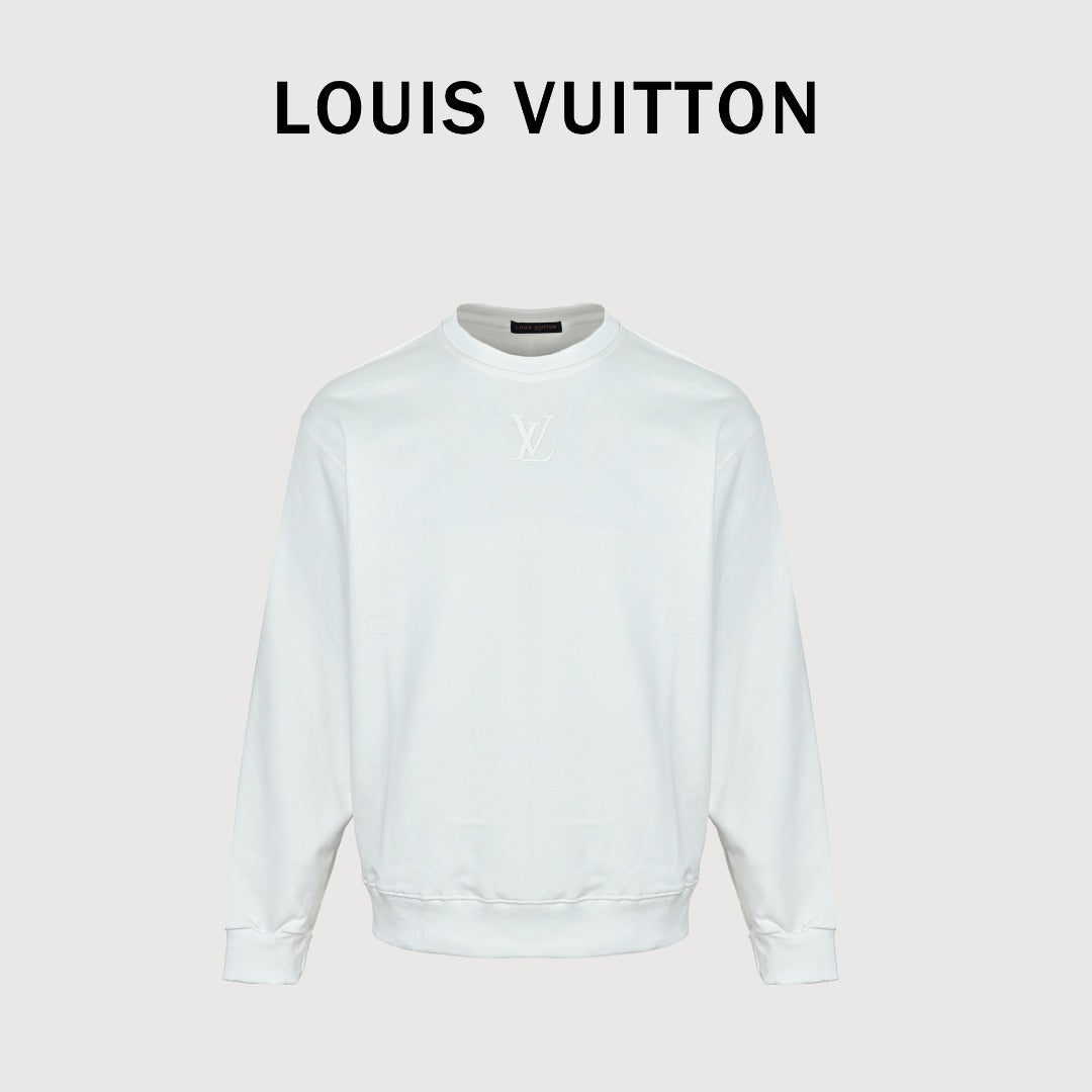Louis Vuitton 2025 Fall/Winter Light Blue Crewneck Sweatshirt with Silicone Logo Patch