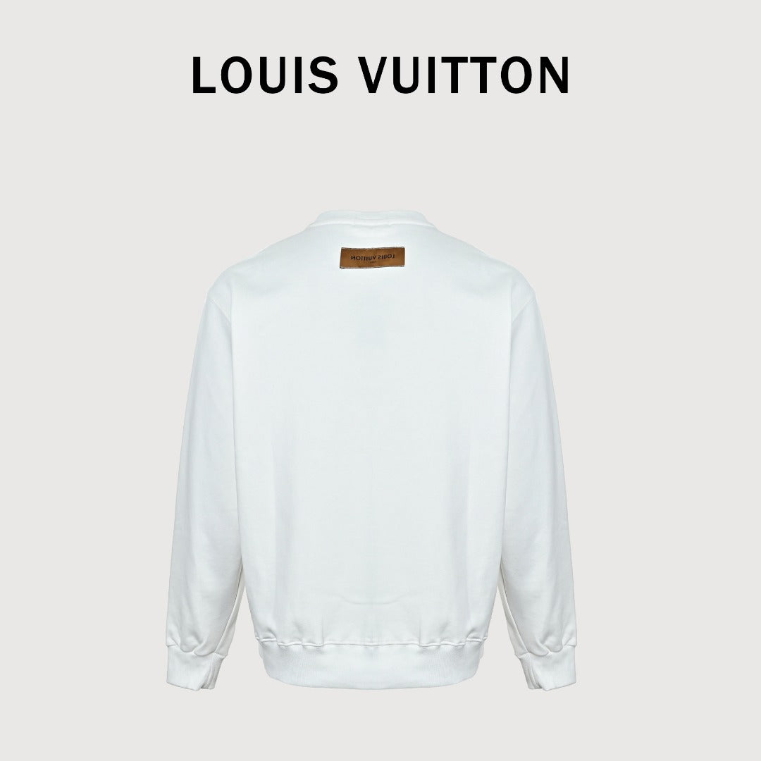 Louis Vuitton 2025 Fall/Winter Light Blue Crewneck Sweatshirt with Silicone Logo Patch