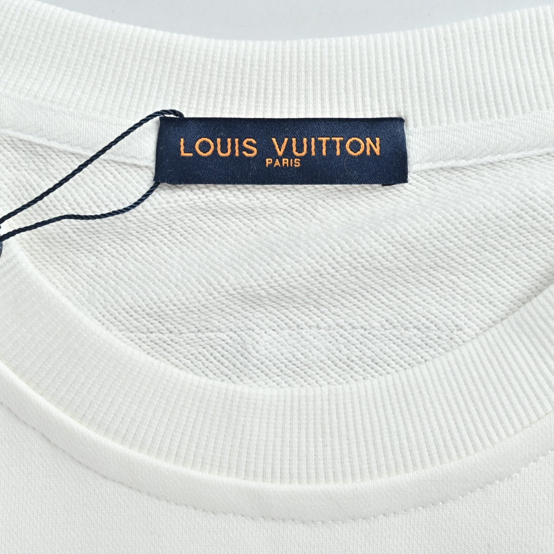 Louis Vuitton 2025 Fall/Winter Light Blue Crewneck Sweatshirt with Silicone Logo Patch