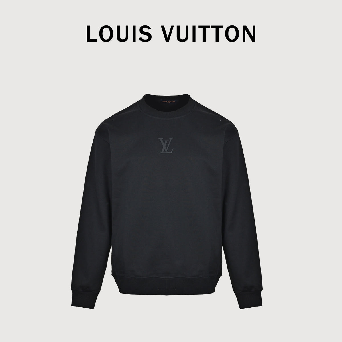 Louis Vuitton 2025 Fall/Winter Black Crewneck Sweatshirt with Silicone Logo