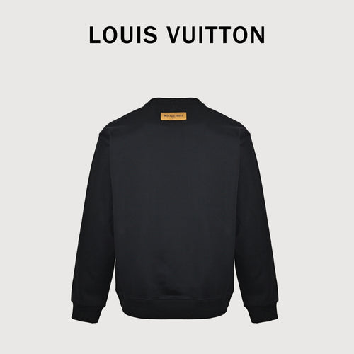 Louis Vuitton 2025 Fall/Winter Black Crewneck Sweatshirt with Silicone Logo