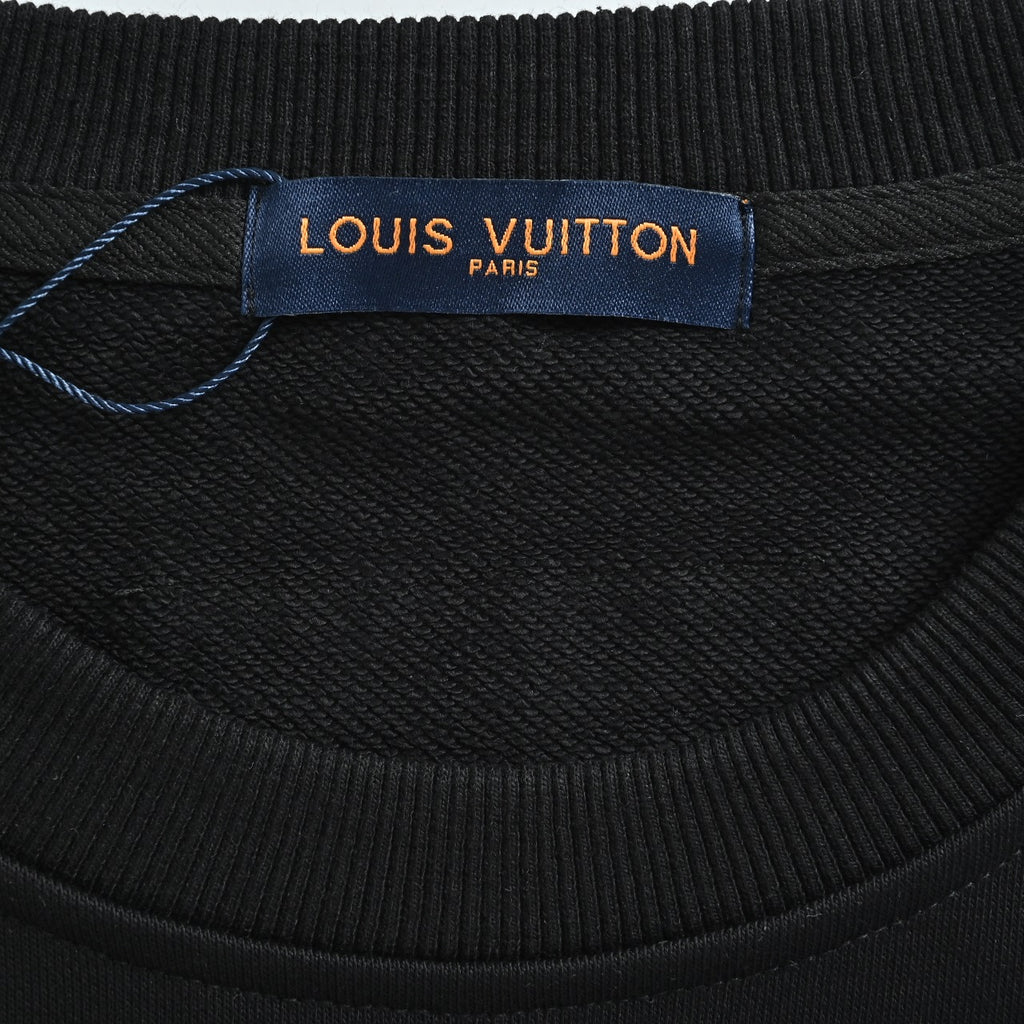 Louis Vuitton 2025 Fall/Winter Black Crewneck Sweatshirt with Silicone Logo
