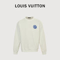 Louis Vuitton 2025 Fall/Winter Ivory Crewneck Sweatshirt with Blue Flocked Logo