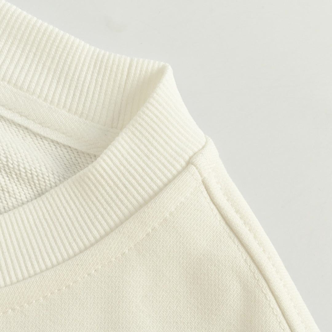 Louis Vuitton 2025 Fall/Winter Ivory Crewneck Sweatshirt with Blue Flocked Logo