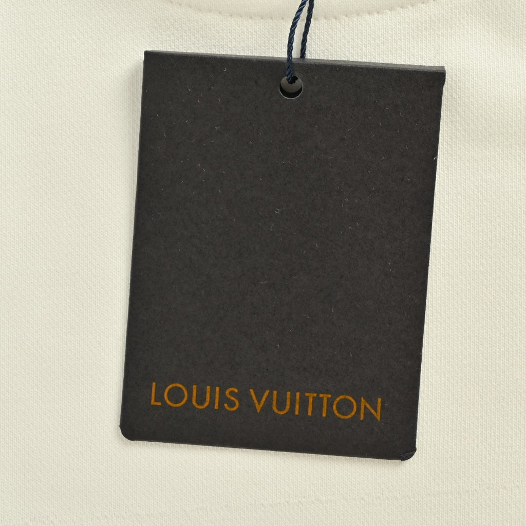 Louis Vuitton 2025 Fall/Winter Ivory Crewneck Sweatshirt with Blue Flocked Logo