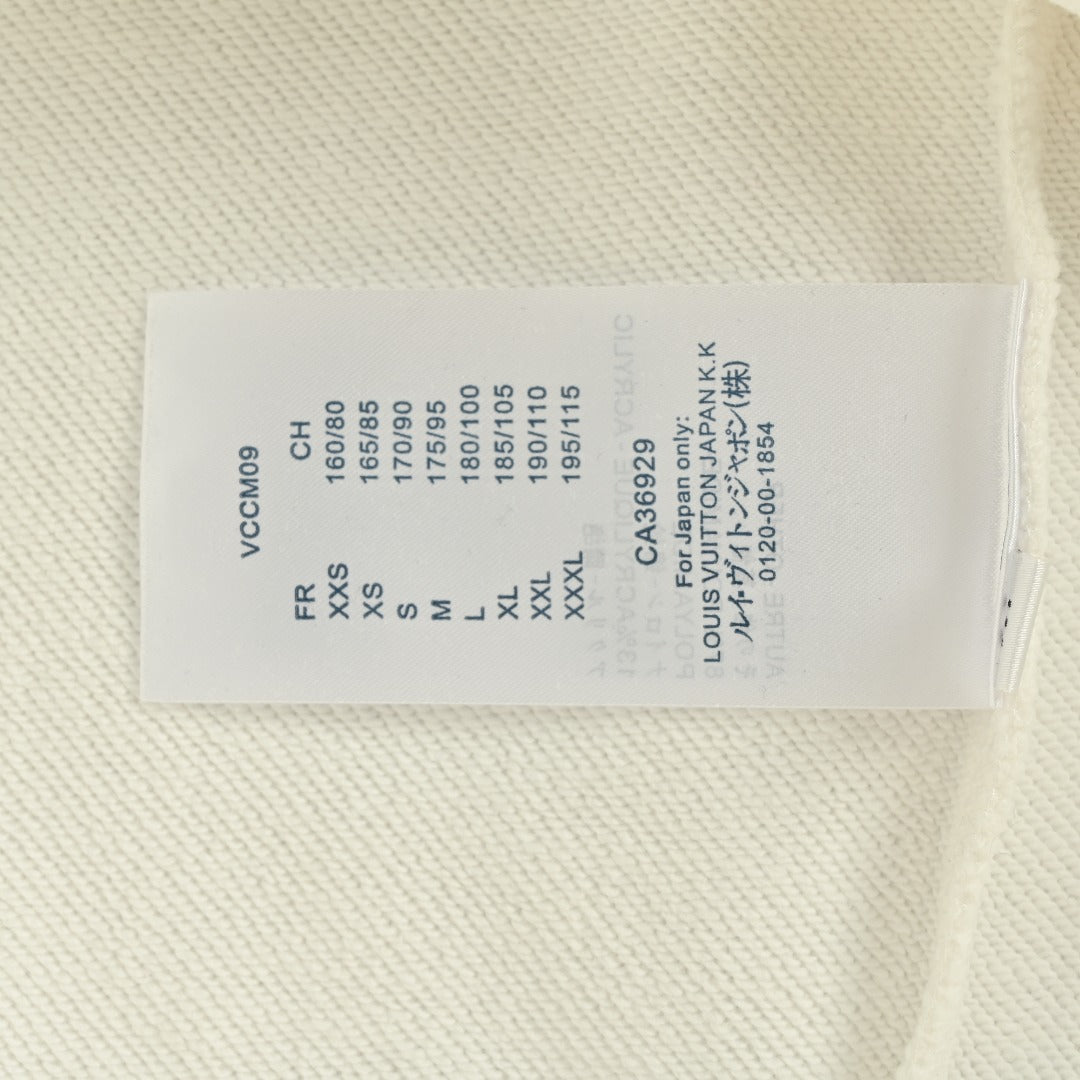 Louis Vuitton 2025 Fall/Winter Ivory Crewneck Sweatshirt with Blue Flocked Logo