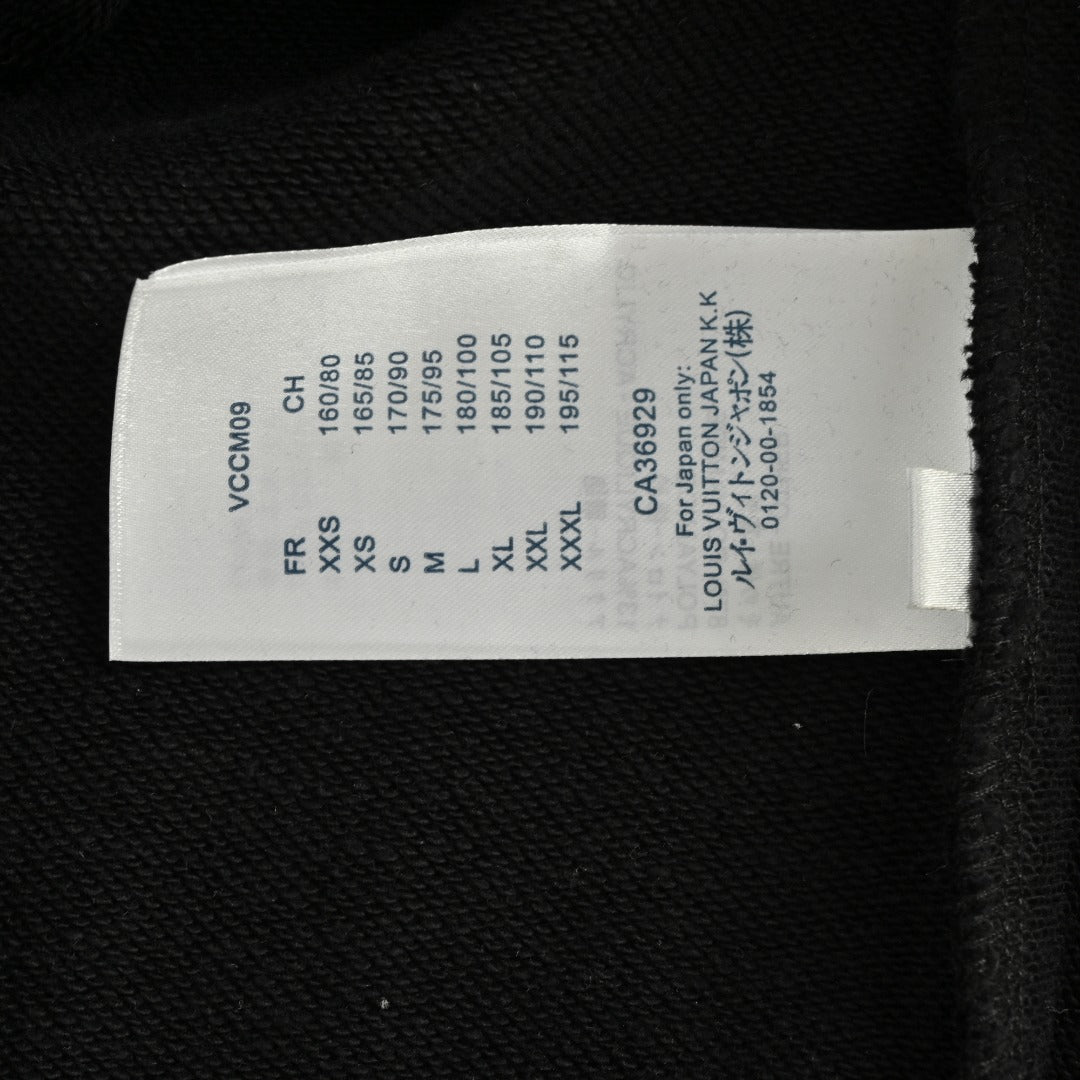 Louis Vuitton 2025 Fall/Winter Black Crewneck Sweatshirt with Blue Flocked Logo