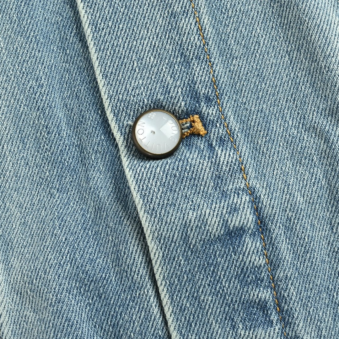 Louis Vuitton Light-Wash Denim Trucker Jacket with Embroidered Truck Motif