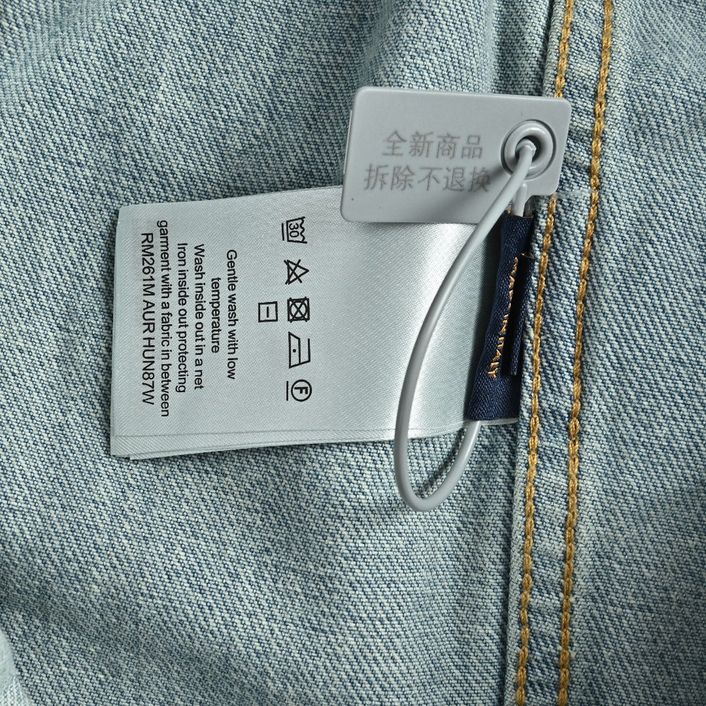 Louis Vuitton Light-Wash Denim Trucker Jacket with Embroidered Truck Motif
