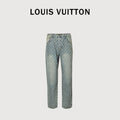 Louis Vuitton All-Over Jacquard Washed Denim Straight-Leg Jeans