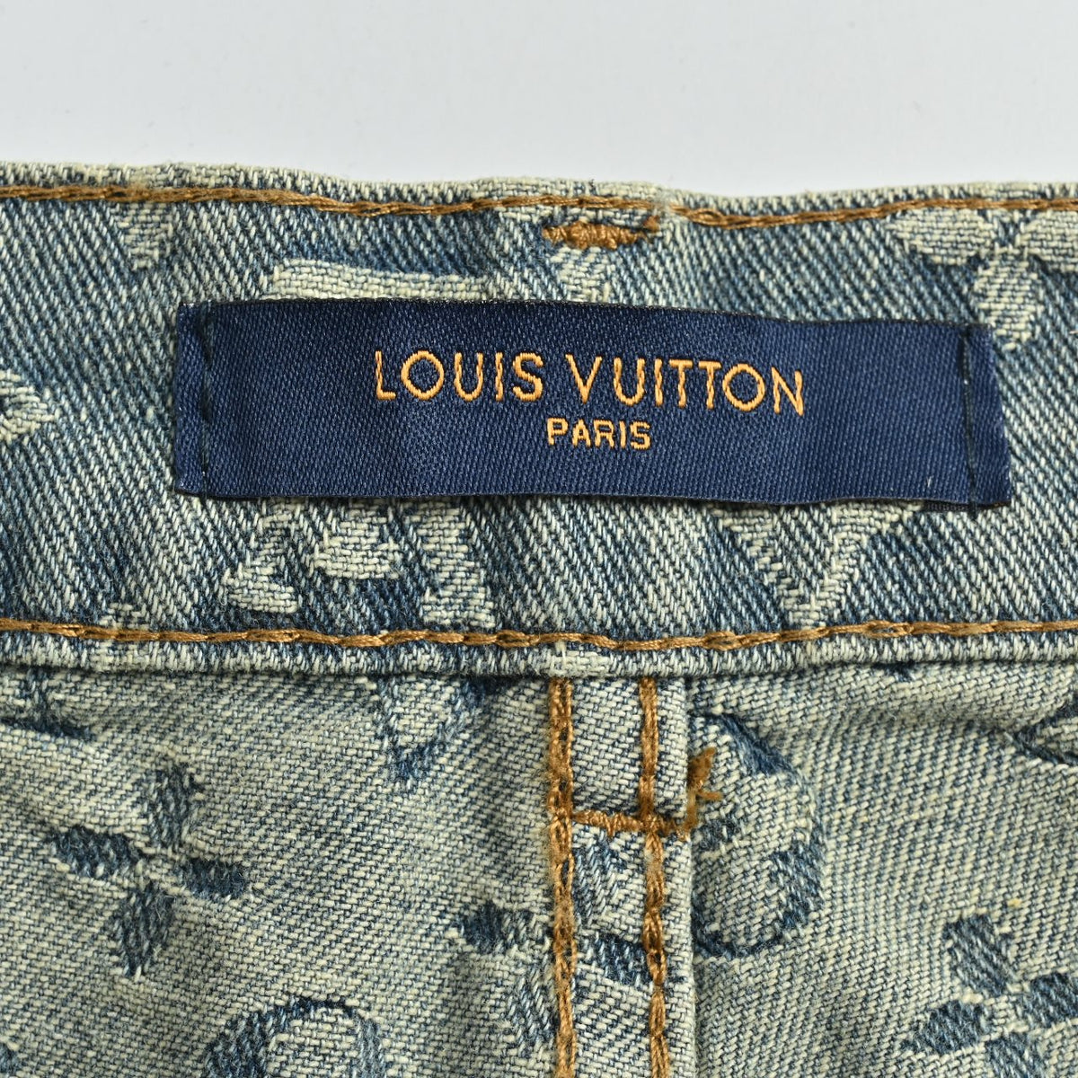 Louis Vuitton All-Over Jacquard Washed Denim Straight-Leg Jeans