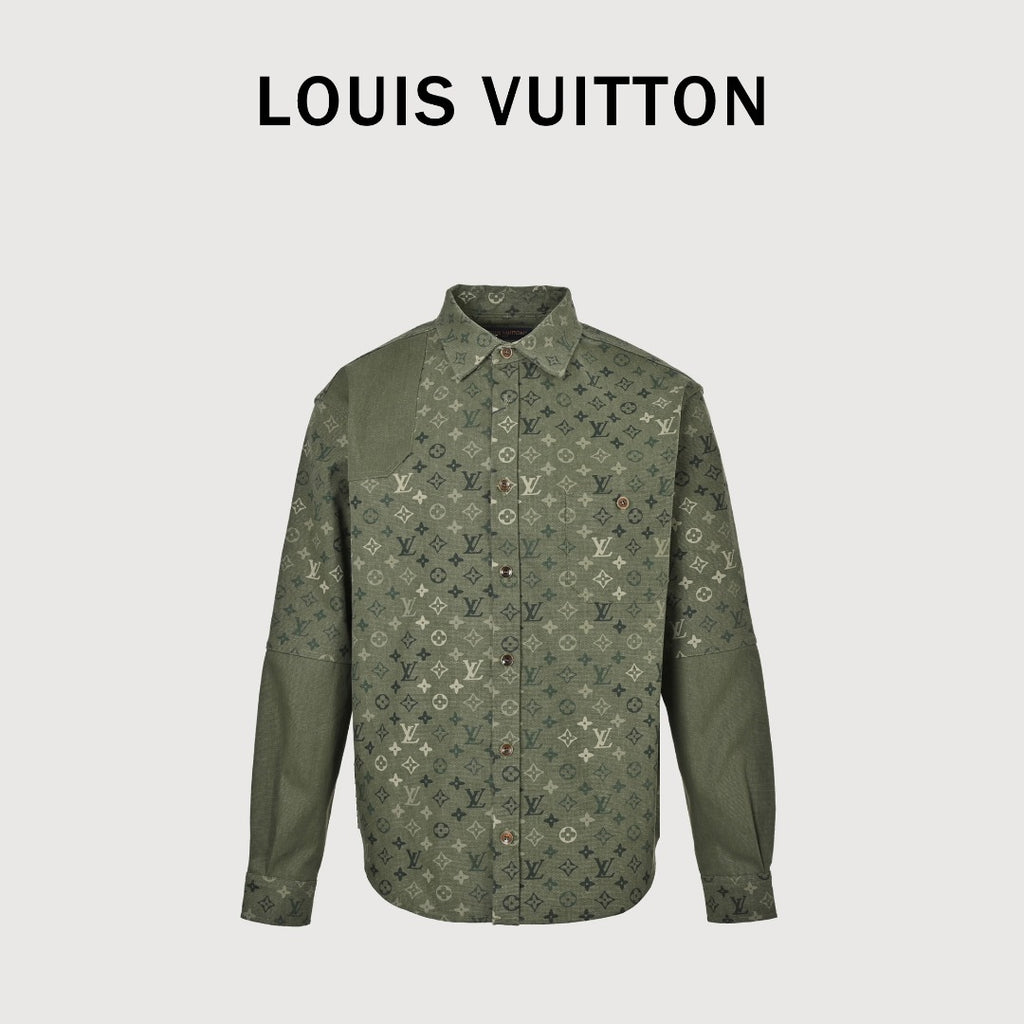 Louis Vuitton Green All-Over Print Colorblock Utility Shirt Jacket