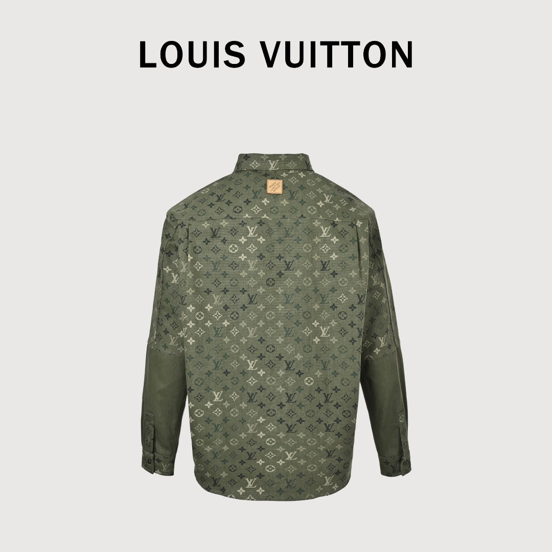 Louis Vuitton Green All-Over Print Colorblock Utility Shirt Jacket
