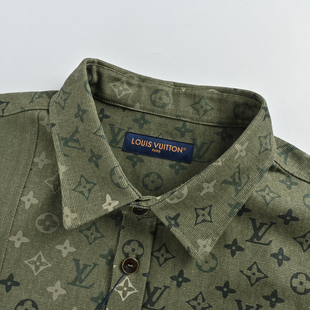 Louis Vuitton Green All-Over Print Colorblock Utility Shirt Jacket