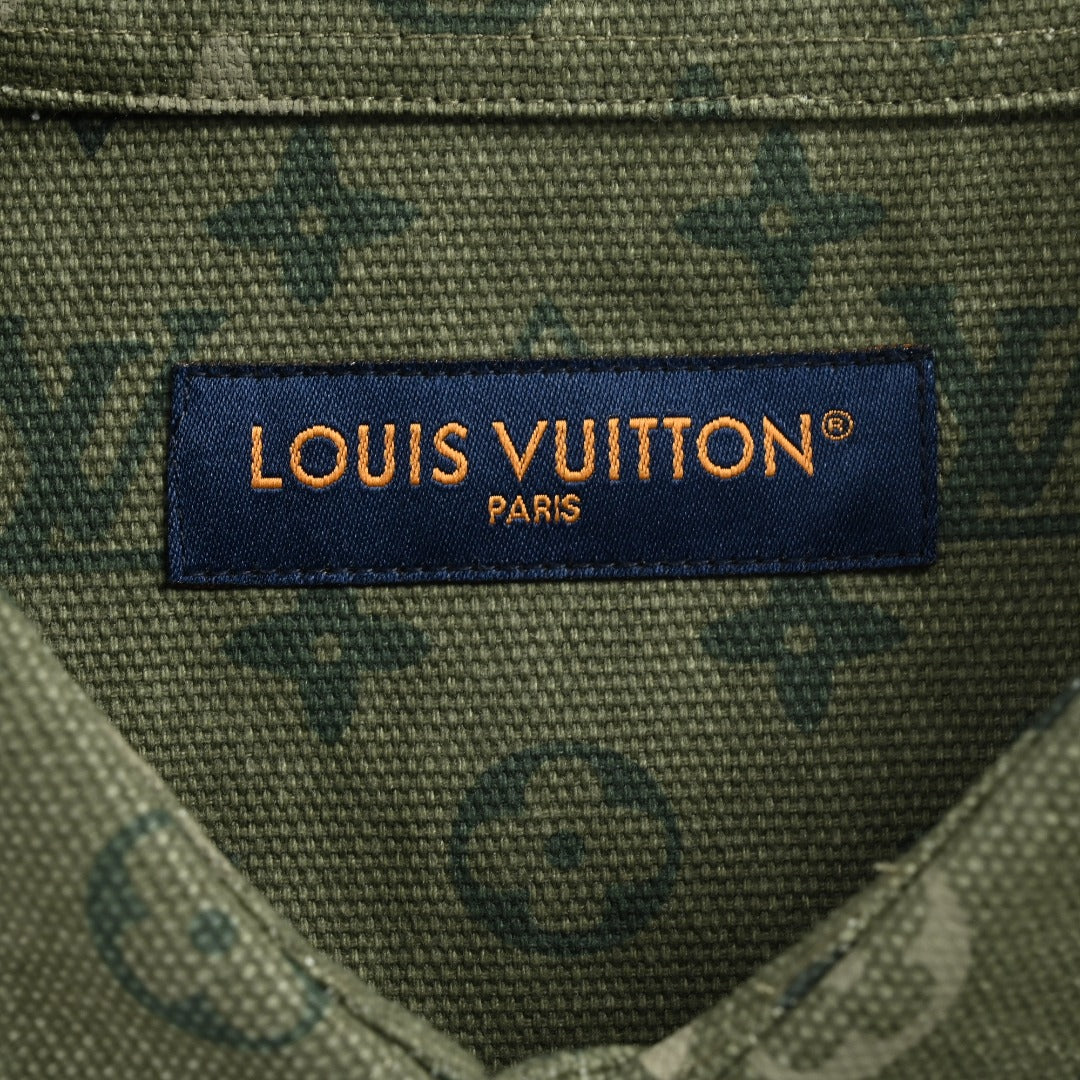 Louis Vuitton Green All-Over Print Colorblock Utility Shirt Jacket