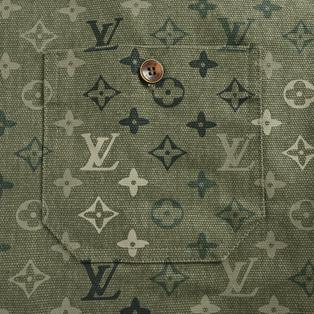 Louis Vuitton Green All-Over Print Colorblock Utility Shirt Jacket