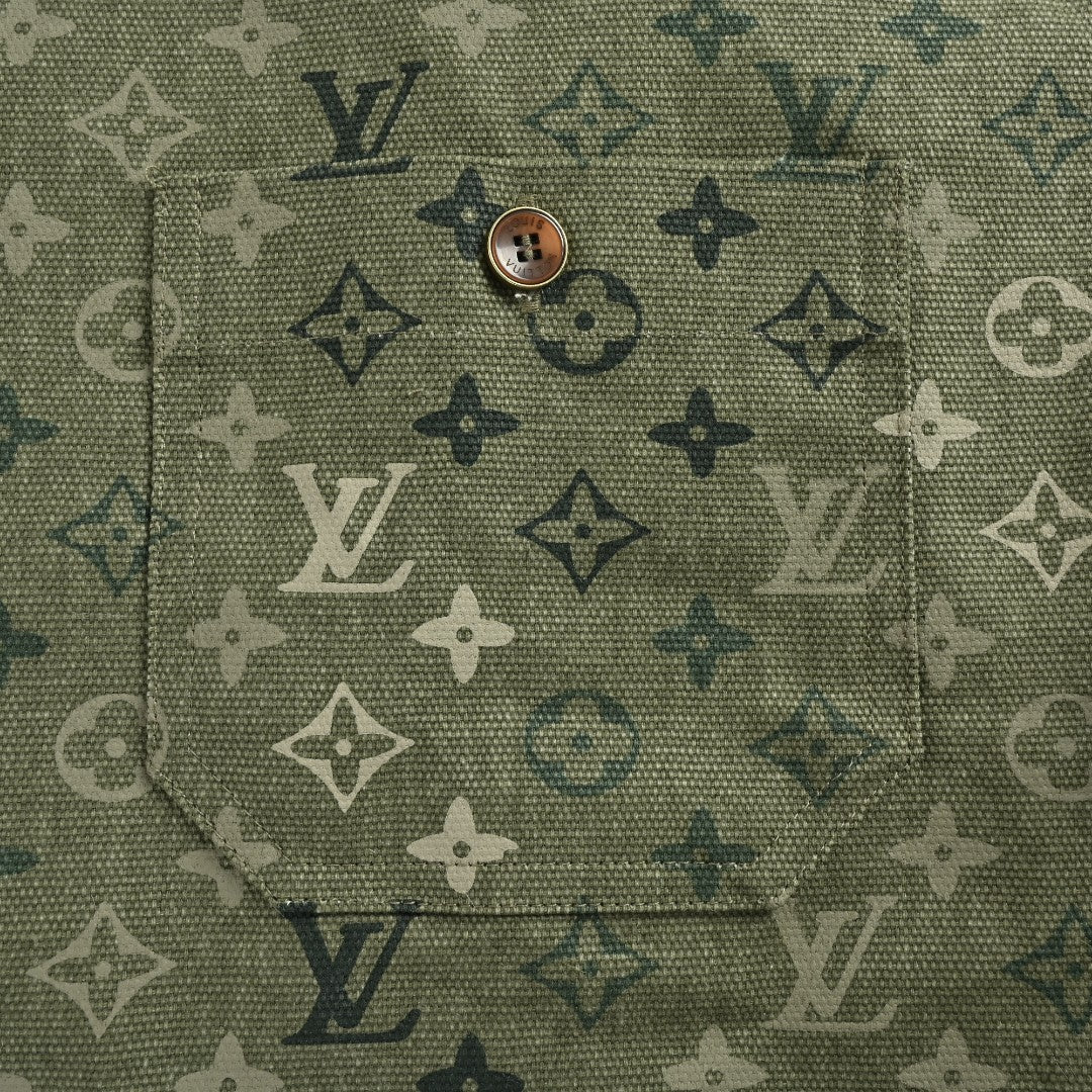 Louis Vuitton Green All-Over Print Colorblock Utility Shirt Jacket