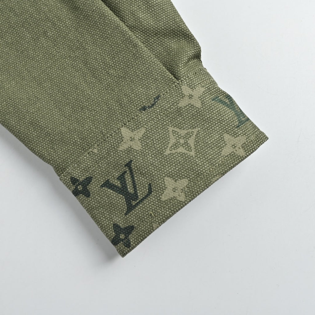 Louis Vuitton Green All-Over Print Colorblock Utility Shirt Jacket