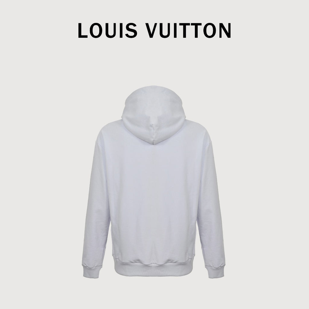 Louis Vuitton Light Gray Monogram-Lined Hooded Sweatshirt