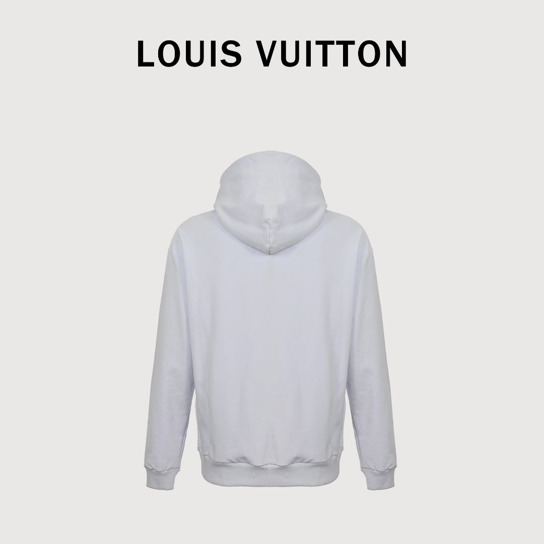 Louis Vuitton Light Gray Monogram-Lined Hooded Sweatshirt