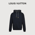 Louis Vuitton Black Hoodie with Monogram-Lined Hood and Drawstrings