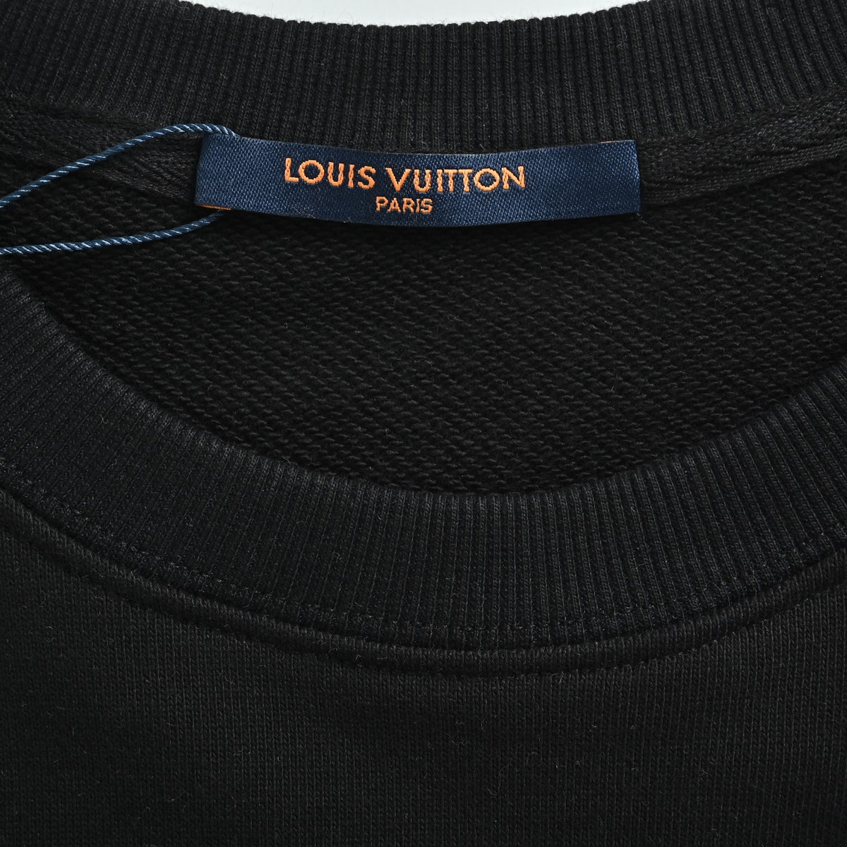 Louis Vuitton 2026 Spring/Summer Black Crewneck Sweatshirt with Fishing Boat Embroidery