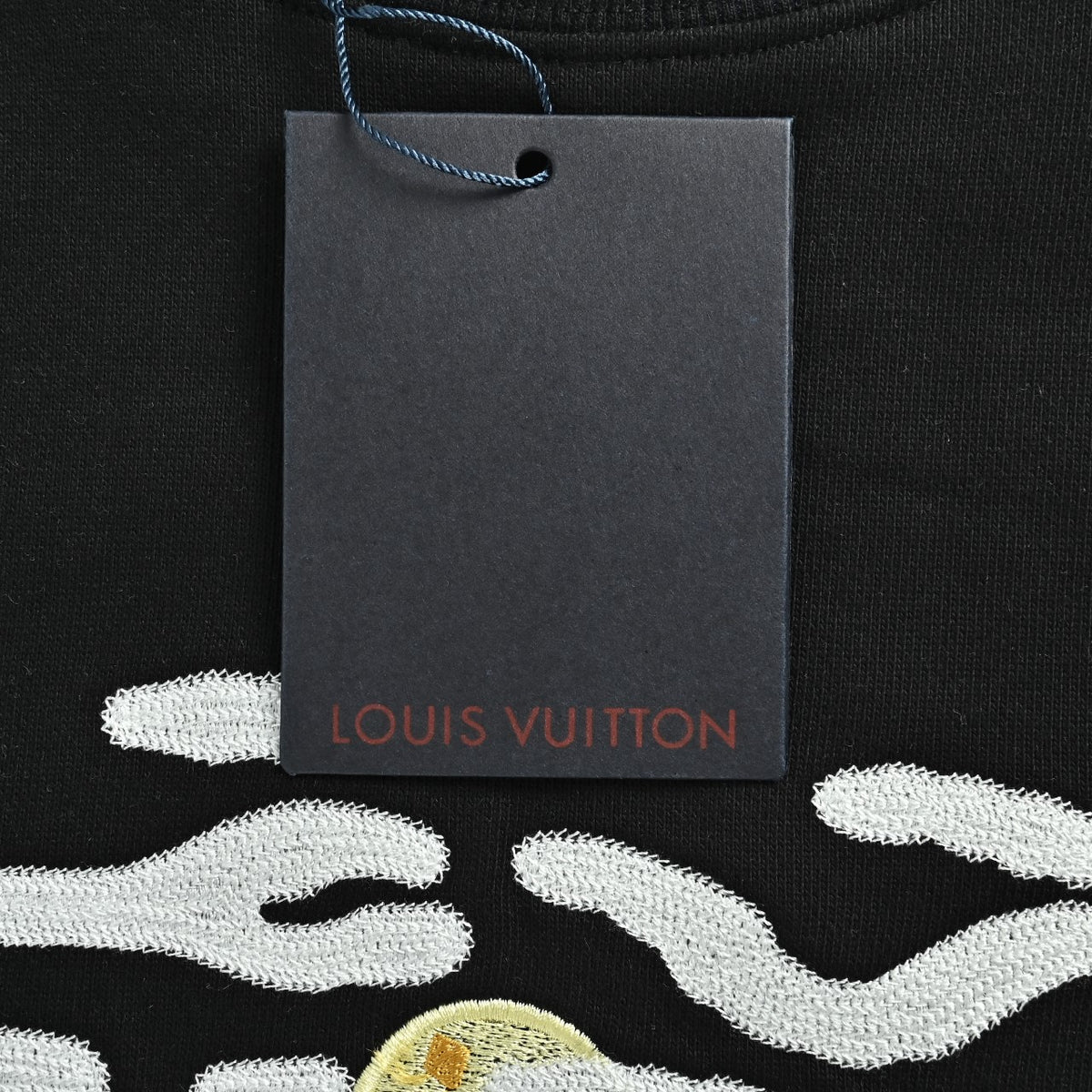 Louis Vuitton 2026 Spring/Summer Black Crewneck Sweatshirt with Fishing Boat Embroidery