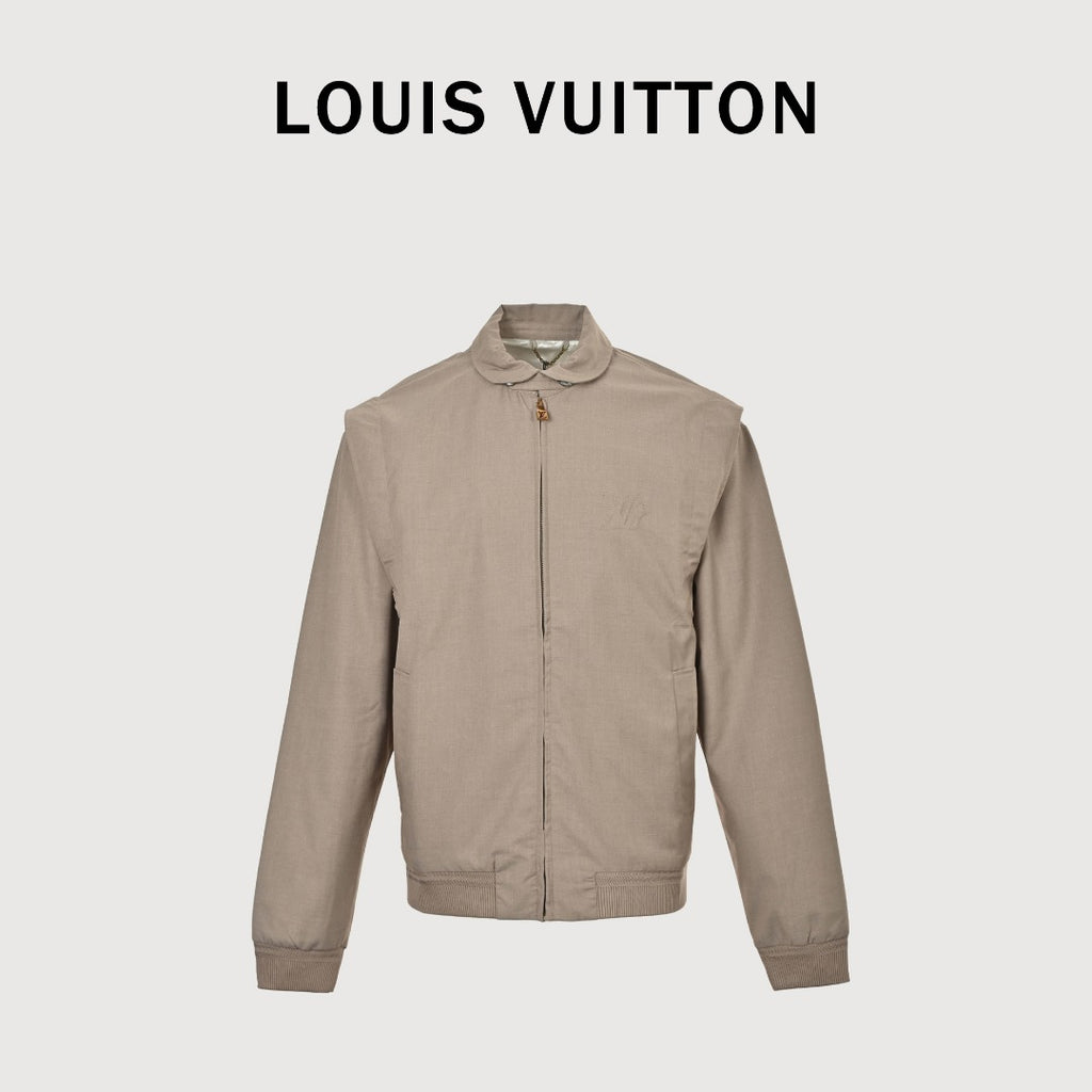 Louis Vuitton 2025 Fall/Winter Khaki Wool Zip Jacket with Fold-Over Collar