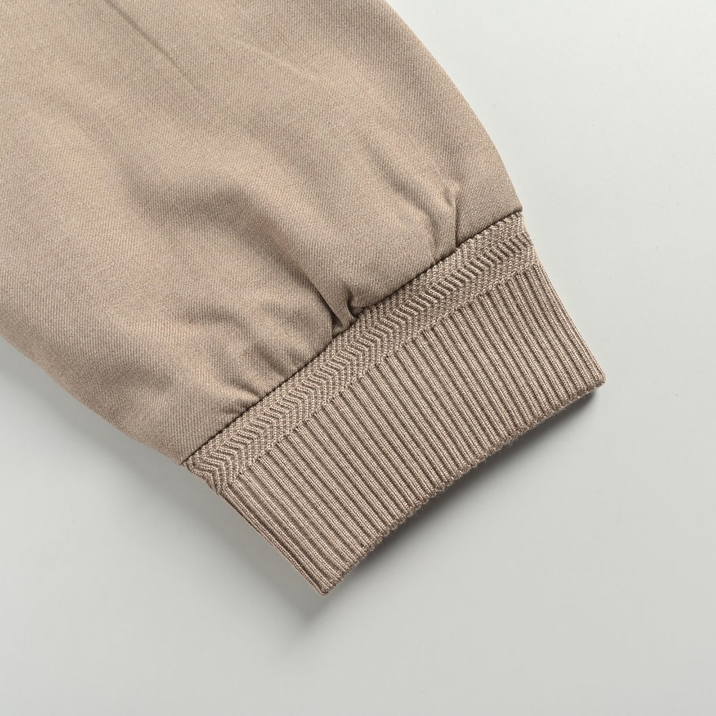 Louis Vuitton 2025 Fall/Winter Khaki Wool Zip Jacket with Fold-Over Collar