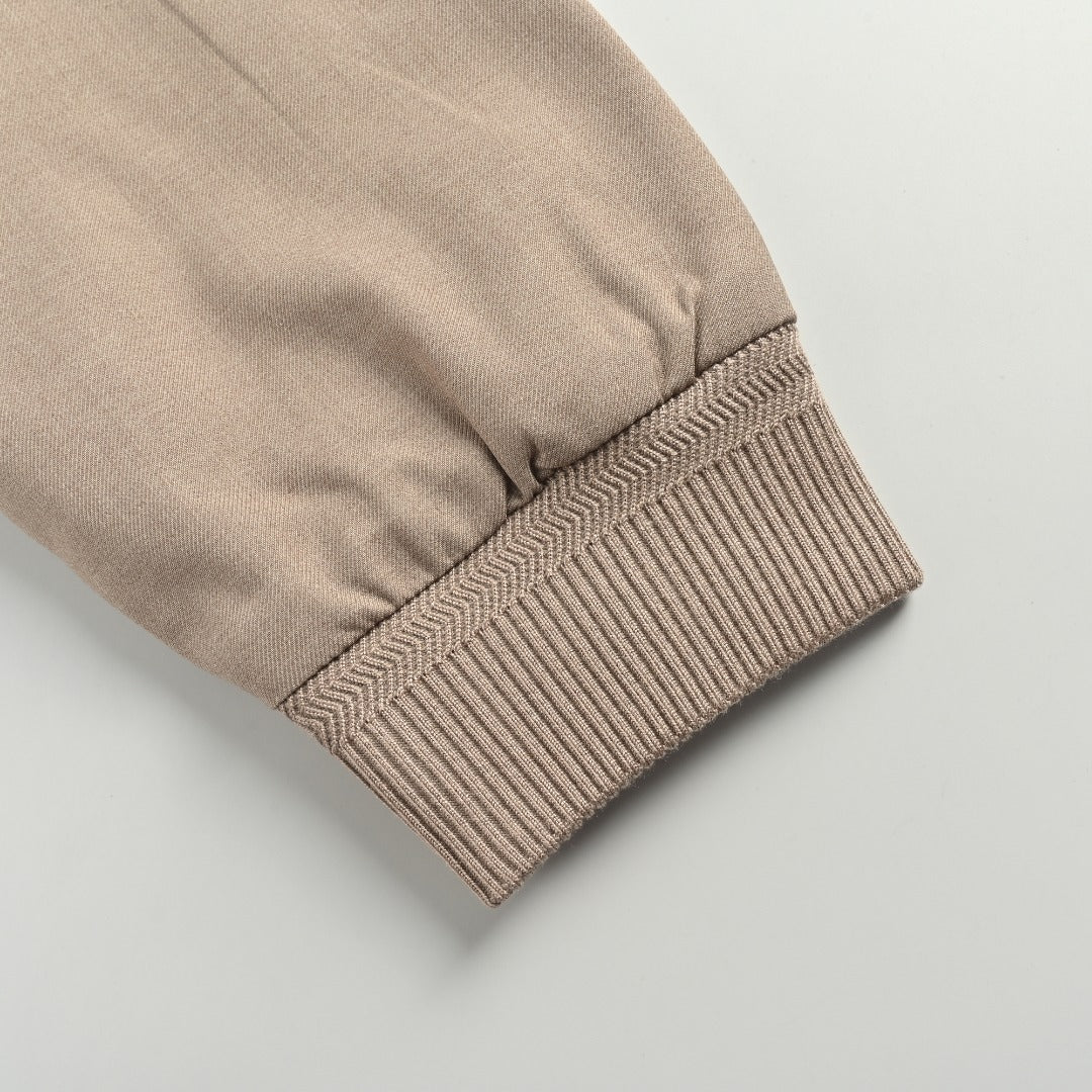 Louis Vuitton 2025 Fall/Winter Khaki Wool Zip Jacket with Fold-Over Collar
