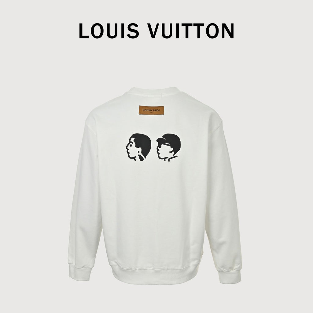 Louis Vuitton 2025 Fall/Winter White Crewneck Sweatshirt with Portrait Graphic