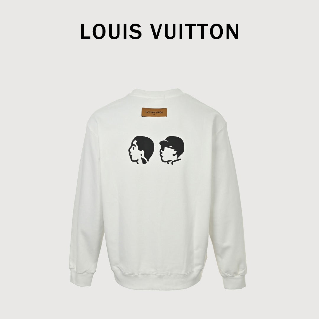Louis Vuitton 2025 Fall/Winter White Crewneck Sweatshirt with Portrait Graphic