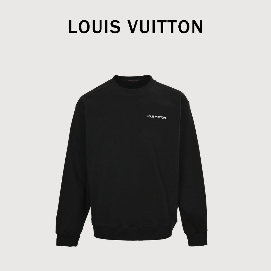 Louis Vuitton 2025 Fall/Winter Black Crewneck Sweatshirt with Portrait Graphic