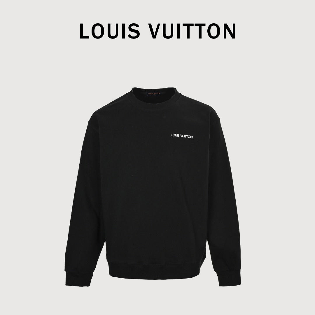 Louis Vuitton 2025 Fall/Winter Black Crewneck Sweatshirt with Portrait Graphic