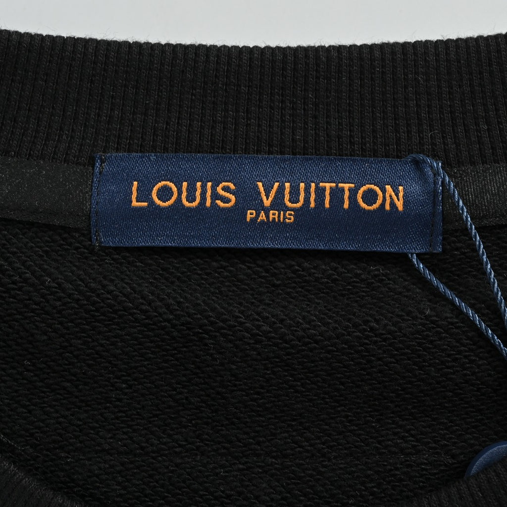 Louis Vuitton 2025 Fall/Winter Black Crewneck Sweatshirt with Portrait Graphic