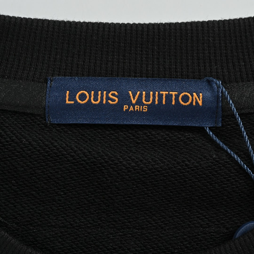 Louis Vuitton 2025 Fall/Winter Black Crewneck Sweatshirt with Portrait Graphic