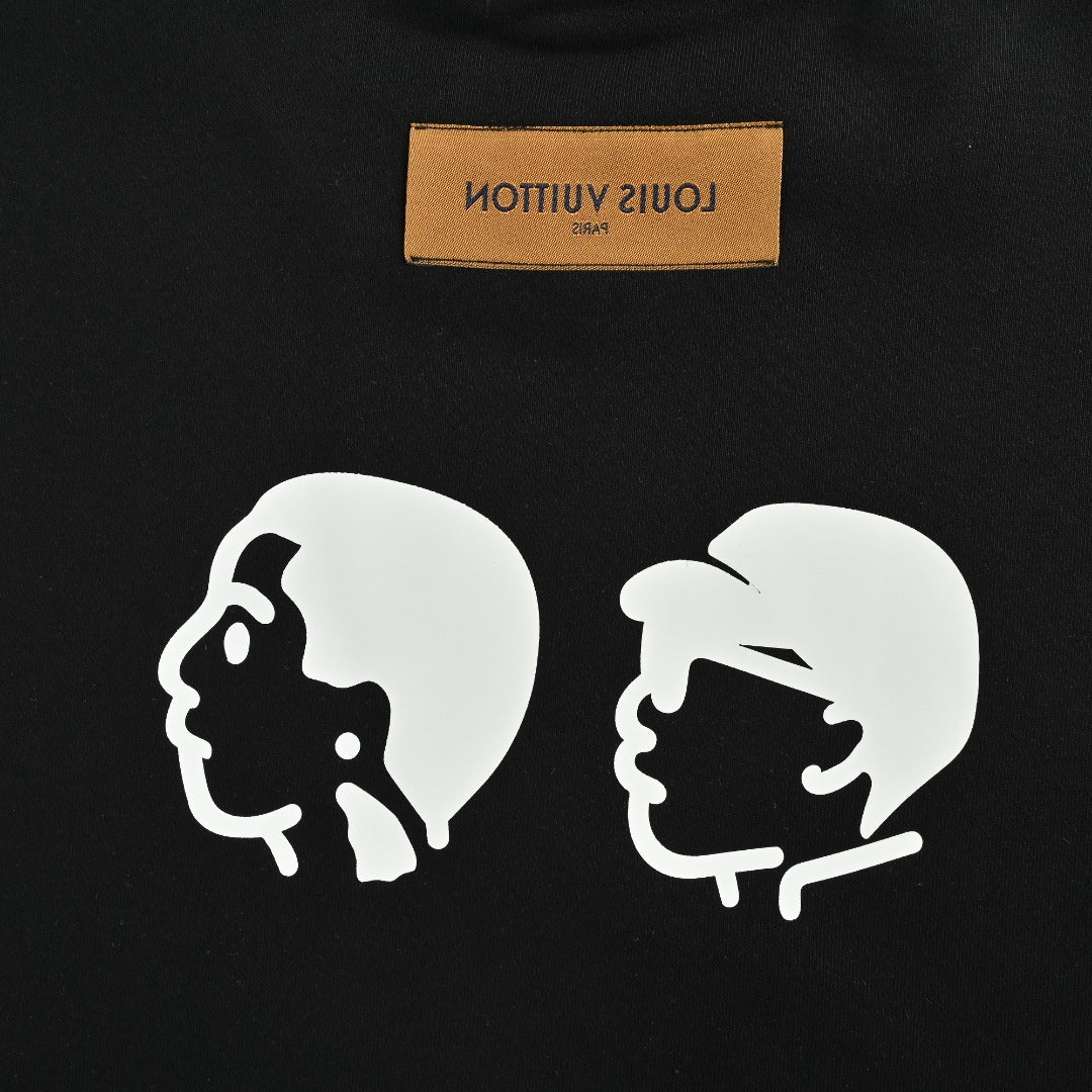 Louis Vuitton 2025 Fall/Winter Black Crewneck Sweatshirt with Portrait Graphic