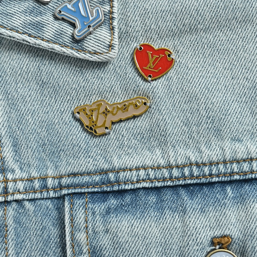 Louis Vuitton CVD Light-Wash Denim Skate Jacket with Hardware and Leather Details